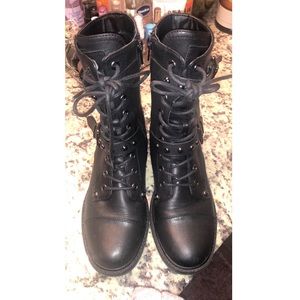 Black Zip Up Combat Boots.